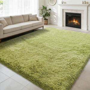 lot 11671 image: 8x10 Fluffy Area Rugs for Living Room,Shag Area Rug for Bedroom,Grass Green Soft Fuzzy Rug Non-Shedding Indoor Plush Carpet for Kids Bedroom Nursery Home Decor