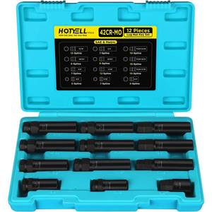 lot 11672 image: HOTYELL Spline Lug Nut Socket Set, 12-Piece Wheel Lock Removal Tool Kit, Universal 5671012 Spline Locking Lug Nut Master Keys, Cr-Mo Tire & Wheel Tools for Aftermarket Axle Nut
