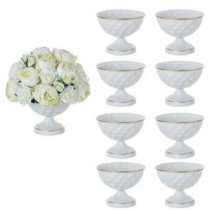 lot 11684 image: Sziqiqi Urn Vases for Wedding Centrepiece 6.1in White Metal Urn Vases Set of 10 Bulk Compote Vase for Wedding Decorations - Flower Arrangements Table Vase Plant Bowl for Wedding Party Event