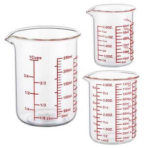 lot 11690 image: Ackers High Borosilicate Glass Measuring Cup Set with Pour Spout,60ml(2OZ),120ml(4OZ), 250ml(8OZ) Glass Measuring Beaker for Kitchen or Restaurant, Easy to Read (Only 250ml)