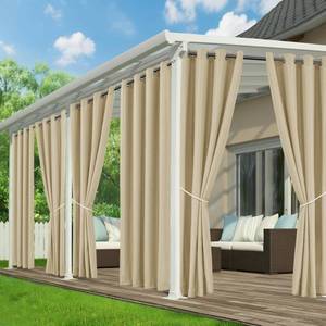 lot 11705 image: RichSets Outdoor Curtains for Patio Waterproof - 6 Panels Privacy Weatherproof Outside Curtains with Grommets for Pergola, Gazebo, Porch, Cabana, Balcony, 54 x 84 Inch, Cream