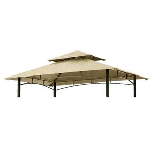 lot 12044 image: Grill Gazebo Replacement Canopy Roof �� Hugline 5x8 Outdoor Grill Shelter Canopy Top Double Tiered BBQ Tent Cover Fit for Model L-GG001PST-F (Beige)