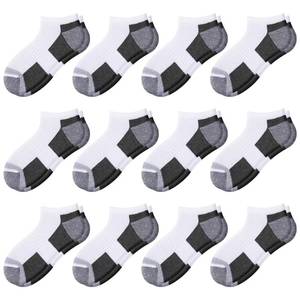 lot 12048 image: Comfoex 12 Pairs Boys Ankle Cushioned Socks Athletic Low Cut Sports Breathable Socks For Kids 4-6 6-8 8-10 10-12 Years Old