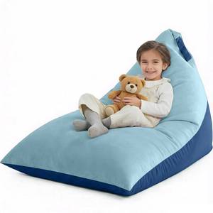 lot 12054 image: Nobildonna Stuffed Animal Storage Bean Bag Chair Cover for Kids (No Filler), 400L Extra Large Premium Velvet Lazy Sofa Cover, Washable Ultra Soft Triangular Bean Bag Chair Cover (Cyan Blue)