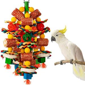 lot 12067 image: Bird Toys, Parrot Toys for Large Birds,Natural Corn cob and Loofah Slices Bird chew Toys for African Grey Parrots, Macaws, Cockatoos, Amazon Parrot and other Small and Medium-Sized Parrot (Colorful)