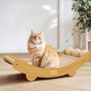 lot 12401 image: DWCN 3-in-1 Large Cat Scratcher Bed Hammock Lounge Scratching Post Scratch Pad with 3 Natural Sisal Balls - Furniture Protector Gift for Indoor Cats