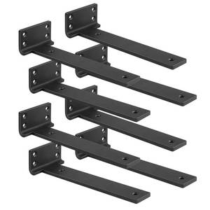 lot 12410 image: Floating Shelf Brackets 4 inch 8 Pack L Brackets for Floating Shelves Black Metal Heavy Duty Shelf Bracket for DIY Shelving Brackets Decorative with Mounting Hardware Screws