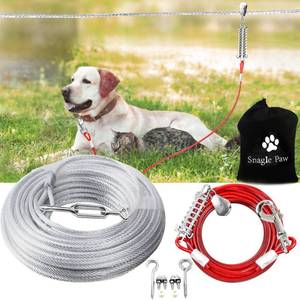 lot 12429 image: Dog Tie Out Runner for Yard,Trolley System for Large Dogs,Heavy Duty Dog Run Cable Lead 50ft with 10ft Pulley Runner Line for Small Medium and Large Dogs Up to 125lbs Running Outside Yard or Camping