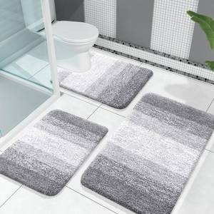 lot 12434 image: OLANLY Bathroom Rugs Sets 3 Piece, Soft Absorbent Microfiber Bath Mats and U-Shaped Contour Toilet Rug, Plush Shaggy Bath Mat Set for Bathroom (30x2024x1624x20, Light Grey)