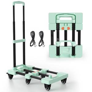 lot 13433 image: Voipvvii Folding Hand Truck 500lbs, Portable Heavy Duty Dolly Cart, 6 Wheels Collapsible Luggage Cart with 2 Elastic Ropes - Compact Trolley Cart for Easy Moving - Ideal Hand Cart for Travel and More