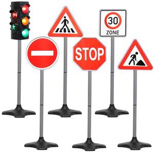 lot 13442 image: Kiddie Play Traffic Light Toys for Kids with 5 Street Signs