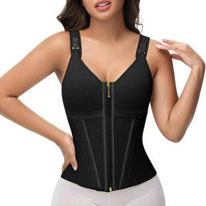 lot 14229 image: SHAPSHE Waist Trainer Corset for Women Tummy Control Sport Workout Body Shaper Vest for Women Postpartum Gym Zipper and Hooks Black XL