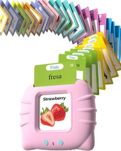 lot 14253 image: Airbition Bilingual Pink Spanish and English Talking Flash Cards, Pocket Speech Therapy Toy with 510 Words, Montessori Language Learning Toy, Childrens Sensory Learning Kits