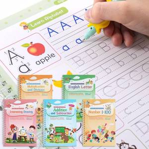 lot 14257 image: Magical Handwriting Workbooks Handwriting Practice Copybook Aid Magic Pen Reusable Copybook Grooves Template Design for Children Books Suitable for Childrens Learning