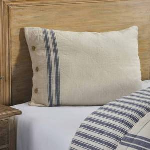 lot 14259 image: Piper Classics Market Place Blue Ticking Stripe King Size Pillow Sham