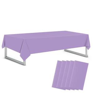 lot 14303 image: Xnluothsk Lavender 5 Pack 54 x 108 Inch Plastic Tablecloth Disposable Tablecloth for Rectangle Table, Party Plastic Table Cloth