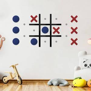 lot 14315 image: Magnetic Tic Tac Toe Wall-Mount Game, Modern Magnetic Home Wall Decor for Kids Room, Classroom, Playroom, Hallway, Office, Best Gift for Family, Friends with Stickers (Red & Blue)