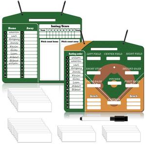 lot 14319 image: Engrowtic Magnetic Baseball Lineup Board for Dugout Metal Baseball Coaching Clipboard Softball Coaching Equipment with 30 Pcs Lineup Cards 2 Pcs Strong Clips and Erasable Pen for Batting (Green)