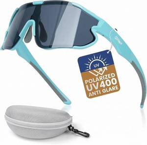 lot 14323 image: Flaya Polarized Sport Sunglasses for Men & Women, UV Fishing & Running Sunglasses, Adjustable Nose Pads Wraparound TR90 Frame