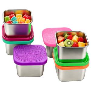 lot 14340 image: YEJZXY 6Pack 6oz Stainless Steel Snack Containers with Lids, Leakproof Easy Open Small Metal Food Containers for Kids, Reusable Toddler Containers for Daycare, School, Outdoor