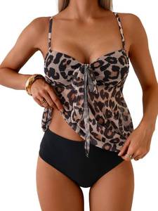 lot 14349 image: B2prity Tankini Swimsuits for Women, Tummy Control Flowy Mesh Tops, High Waisted Bottoms, Coquette 2 Piece Bathing Suits Large