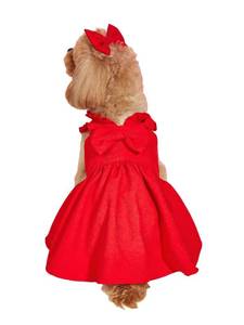 lot 14355 image: GORGLITTER Bow Dog Dress Ruffle Trim Princess Dress Pet Clothes with Bow Clip Red X-Large