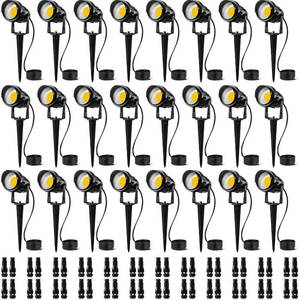 lot 19008 image: SUNVIE 24 Pack Low Voltage Landscape Lights LED 12W Landscape Lighting with connectors ACDC 12V-24V Outdoor Spotlight IP65 Waterproof Tree Flag Lights Warm White Spotlights for Yard Garden Pathway