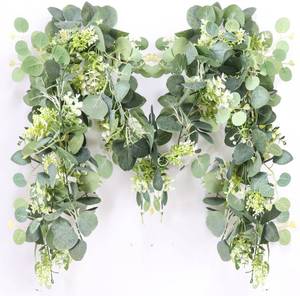 lot 19016 image: MAKHOT 5.9FT Eucalyptus Garland, Artificial Greenery Garland Flower, Green Garland Wreath Vines Decorations, Fake Silver Dollar Eucalyptus Leaves Vines for Table Home Wedding Mantle Party Decor