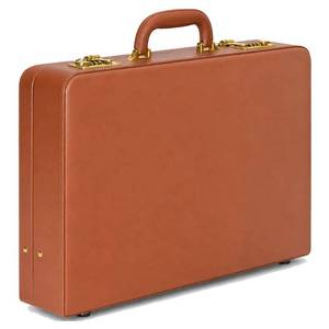 lot 19950 image: HAESTUS Briefcases for Men, Professional Leather Briefcase with Lock, Hard Shell Business Brief Case, Attache Case for 15.6 Laptop, Mens Hard Briefcase for Work Office Travel, Brown  Dual Lock (Minor Cosmetic Damage)
