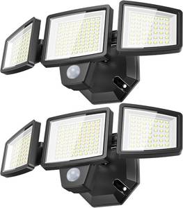 lot 19960 image: PURICH LED Security Lights Motion Sensor Outdoor Lights, 6500K Daylight, IP65 Waterproof, Dusk to Dawn, 3-Head Motion Detected Flood Light for Garage, Yard, Porch, 2Pack
