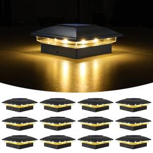 lot 19970 image: VOLISUN Solar Post Cap Light Outdoor Waterproof 12pack,Solar Fence - Post Lights for 4x4 5x5 6x6 WoodenVinyl Post,Black Deck Post Cap Light Solar Powered with Warm White for GardenPatioPorch