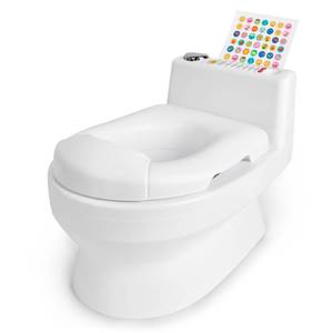 lot 19986 image: Fisher-Price 2-N-1 Potty Trainer with Flushing Sounds, Chart & Storage �� White Floor Potty Chair with Splash Guard, Removable Ring & Bowl, Patented Snap Safe Ring Technology