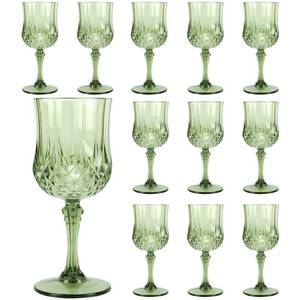 lot 19992 image: LEYIQU Plastic Wine Glasses, Plastic Goblets Vintage Style Cordial Unbreakable Drinking Glasses, Reusable Drinkware for Wedding Reception, Grand Event Party Supplies (12, New Green)