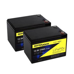 lot 19993 image: SEFEPODER 12V 20Ah Lithium LiFePO4 Deep Cycle Battery (2 Pack), 4000 Cycles Rechargeable Battery for Lighting, Power Wheel, Fish Finder with and More Built-in 40A BMS(Screw Terminal)