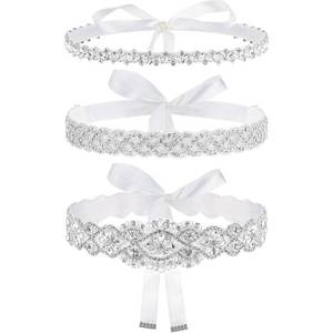 lot 20140 image: Sintege 3 Pcs Wedding Dress Belts Rhinestone Bridal Sash Belts Crystal Ribbon Sash for Women Bridal Bridesmaid(White,Ribbon)
