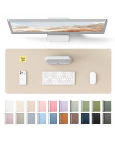 lot 20192 image: YSAGi Leather Desk Pad Protector, Office Desk Mat, Large Mouse Pad, Non-Slip PU Leather Desk Blotter, Waterproof Laptop Desk Writing Pad for Office and Home (23.6 x 13.8, Eggshell)