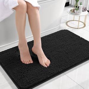 lot 20206 image: OLANLY Bathroom Rugs 24x16, Extra Soft Absorbent Chenille Bath Rugs, Rubber Backing Quick Dry, Machine Washable Bath Mats for Bathroom Floor, Tub and Shower, Home Decor Accessories, Black