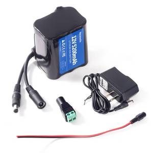lot 20220 image: Noczeaulia 12V 5.2Ah Lithium Battery Pack with 1A Charger, 12V Rechargeable Battery for LED Strip, RC Car, RC Boat, CCTV Camera, Router, DIY Projects