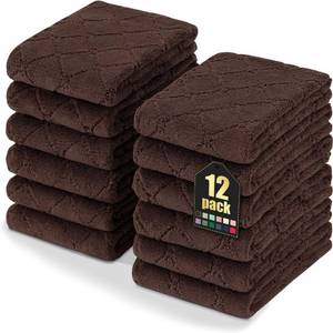 lot 20228 image: Homaxy 12 Pack Dish Towels for Kitchen (10 x 20 Inches, Brown), Super Soft and Absorbent Coral Velvet Dish Cloths for Washing Dishes, Nonstick Oil Fast Drying Microfiber Cleaning Cloth
