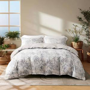 lot 20252 image: OAITE Duvet Cover Twin Size,Reversible Shallow Bottom Printing White Duvet Cover Set with Zipper Closure, 3 Pieces Modern Patterns Soft Microfiber Bedding Set with 8 Ties(68����90����,2 Pillow Cases)