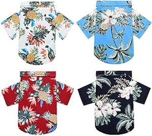 lot 14247 image: Weewooday 4 Pieces Small Pet Summer T-Shirts Hawaii Style Floral Pet Dog Shirt Breathable Cool Clothes Beach Seaside Puppy Sweatshirt for Puppy(Cute Style,Medium)