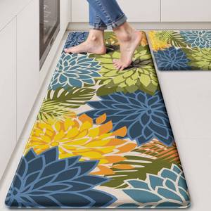 lot 1422 image: Arenarug Kitchen Mats for Floor 2 Piece Cushioned Anti Fatigue Kitchen Mats Waterproof Non Slip Kitchen Mat Rug Set Comfort Foam Standing Mat for Sink, Laundry, Office, Yellow Green
