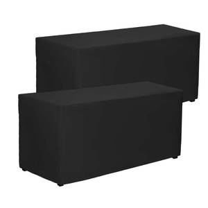 lot 1424 image: PLOYMONO Black Fitted Tablecloth, 2 Pack Table Clothes for 8 FT Rectangle Table, (96x30 Inch) Polyester Fabric Table Cover for Trade Craft Show, Buffet, Banquet, Wedding