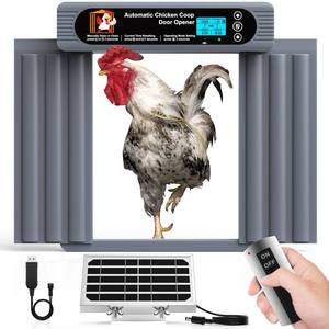 lot 1450 image: GROPOW Automatic Chicken Coop Door, Extra Large Size, Anti-Pinch Design,Programmable Timer & Light Sensor Modes, Large LCD Display, Solar Powered Auto Chicken Door Opener (50000m)