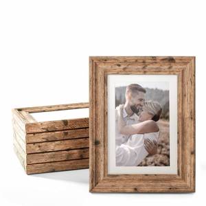 lot 1455 image: TWING 5x7 Picture Frames Set of 6, Rustic Picture Frame 4x6 with Mat or 5X7 Without Mat, Tabletop Display Wall Mounting Collage Photo Frames Brown Walnut Wood Pattern