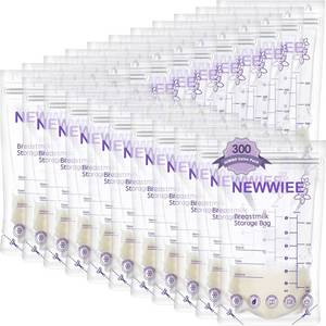 lot 1459 image: Newwiee 300 Count Breastmilk Storage Bags 8 oz Breast Milk Storing Bags Milk Storage Bags for Breastfeeding with Pour Double Seal Self Spout Standing Breastmilk Storing Bags(Purple)