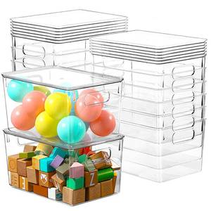 lot 1463 image: 12 Pack Clear Storage Bins with Lids, 7 Quart Stackable Storage Boxes for Storage and Organization, Plastic Storage Containers with Lids, Plastic Bins with Handles for Office, Bedroom, Study Room