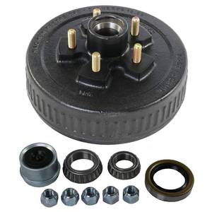 lot 1474 image: JDMSPEED New Trailer Brake Hub Drum 10 X 2-14 Kit 5 on 4.5 Replacement for 3500 Lbs Axle - 22001K 008-247-05, 84546