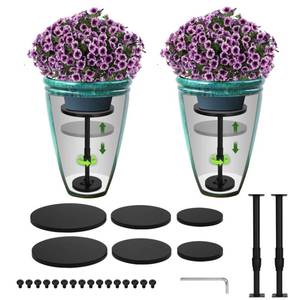 lot 1490 image: Topfurn Adjustable Height Plant Risers for Pots Indoor & Outdoor 2 PCS , 12-21 Height, 6810 Base - Iron Rise Plant Fillers Risers for Tall, Square, Round, Tapered Planters