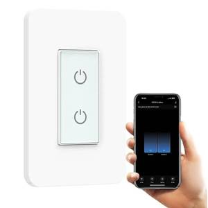 lot 2253 image: Nexete Smart Dual Light Switch - 2 in 1 Single Pole, Remote Voice Control, Smart Life App Compatible With Alexa Google Assistant, 2.4GHz Wi-Fi, Neutral Wire Required, White
